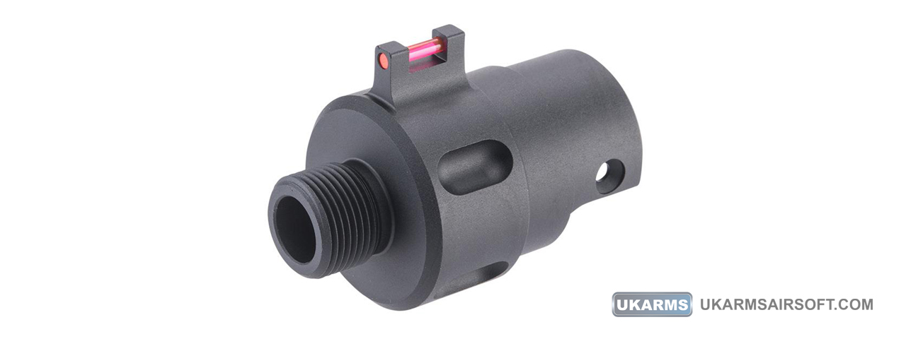 Titanium Tactical Industry Airsoft Series Threaded Receiver Adapter with Fiber Optic Front Sight for Action Army AAP-01 GBB Pistols - Click Image to Close
