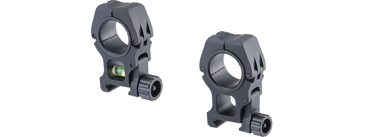 ACW M10 30mm Scope Rings w/ Bubble Level - Black - Click Image to Close