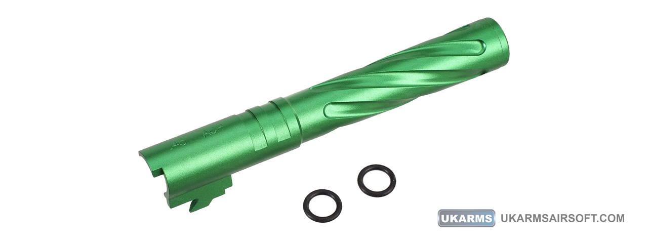 Atlas Custom Works Tornado Aluminum Outer Barrel for TM Hi-Capa 5.1 Airsoft GBB Pistols (Color: Green) - Click Image to Close