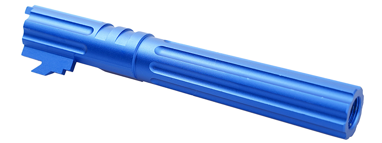 Atlas Custom Works 5.1 Inch Aluminum Straight Fluted Outer Barrel for TM Hicapa M11 CW GBBP (Blue) - Click Image to Close