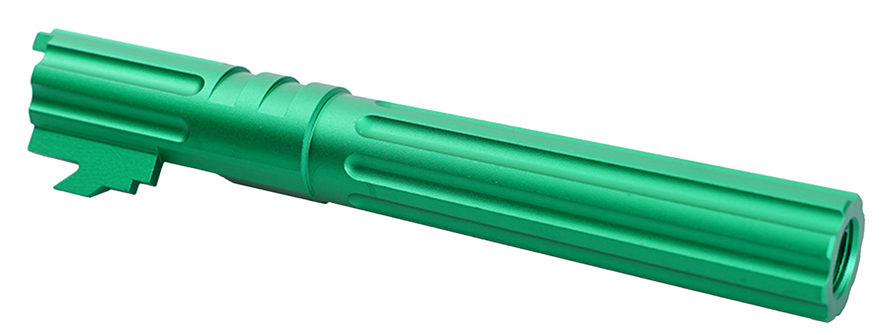 Atlas Custom Works 5.1 Inch Aluminum Straight Fluted Outer Barrel for TM Hicapa M11 CW GBBP (Green) - Click Image to Close