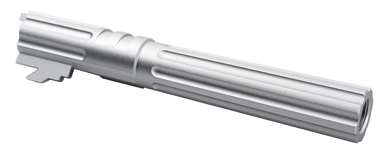 Atlas Custom Works 5.1 Inch Aluminum Straight Fluted Outer Barrel for TM Hicapa M11 CW GBBP (Silver) - Click Image to Close