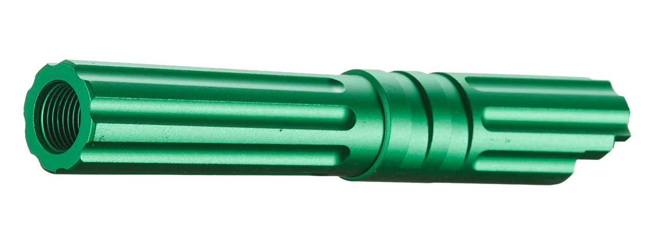 Atlas Custom Works 4.3 Inch Aluminum Straight Fluted Outer Barrel for TM Hicapa M11 CW GBBP (Green) - Click Image to Close