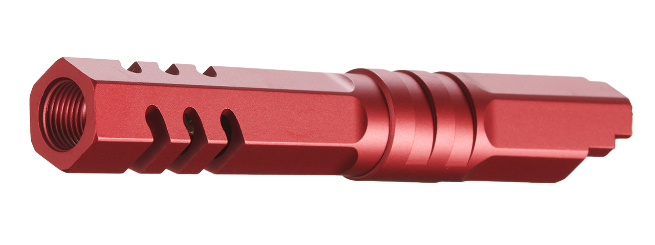 Atlas Custom Works 4.3 Inch Aluminum Straight Fluted Outer Barrel for TM Hicapa M11 CW GBBP (Red) - Click Image to Close