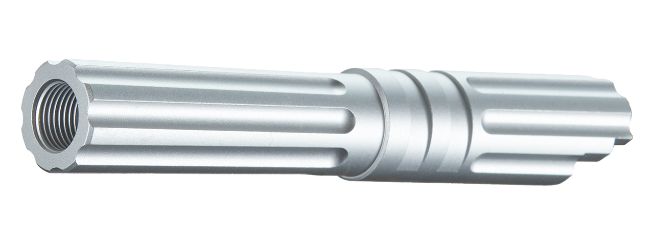 Atlas Custom Works 4.3 Inch Aluminum Straight Fluted Outer Barrel for TM Hicapa M11 CW GBBP (Silver) - Click Image to Close