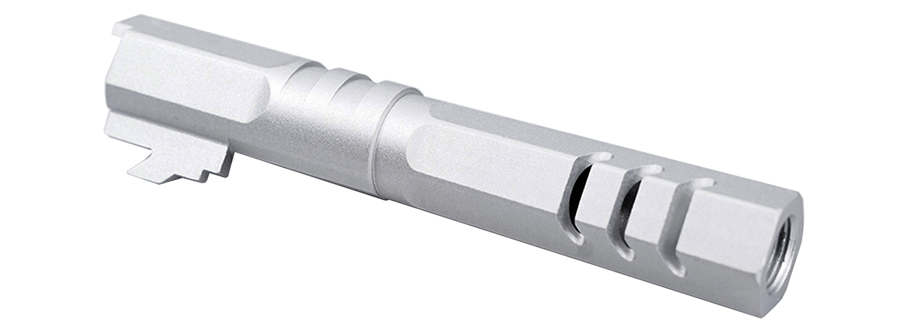Atlas Custom Works 4.3 Inch Aluminum Hex Outer Barrel for TM Hicapa M11 CW GBBP (Silver) - Click Image to Close
