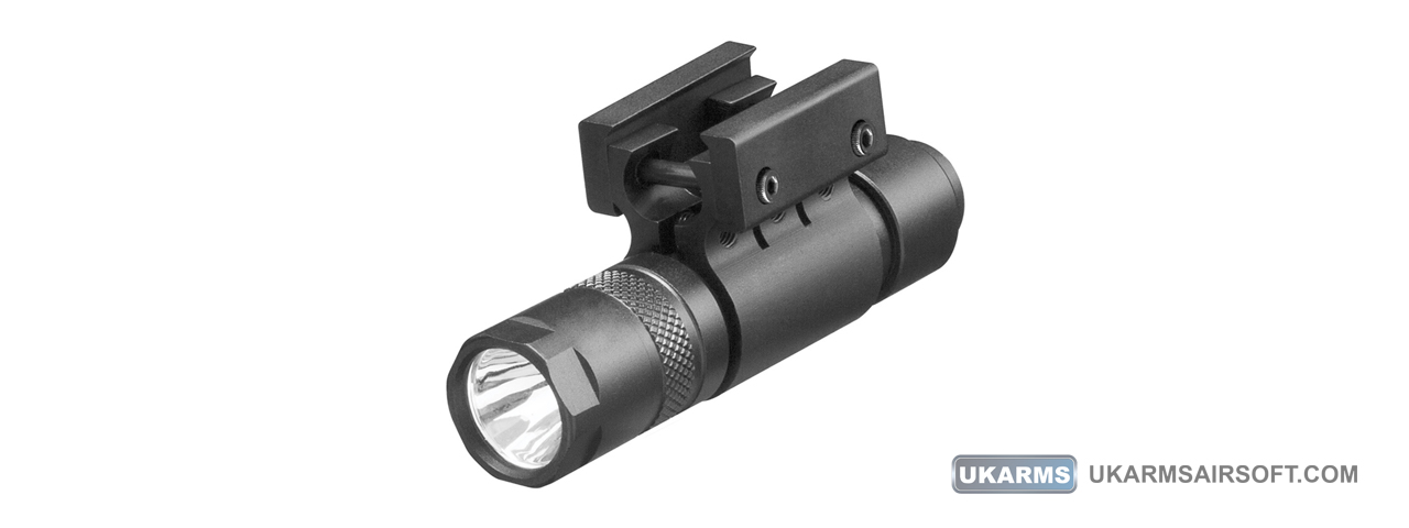 AIM Sports Metal LED 400 Lumen Flashlight with Switch and Mount (Color: Black) - Click Image to Close
