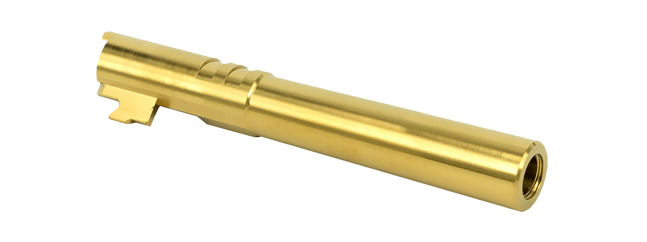 Airsoft Masterpiece Edge Custom Stainless Steel Outer Barrel for Hi-Capa 5.1 - Gold - Click Image to Close