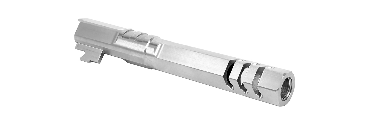 Airsoft Masterpiece Edge "HEXA" Stainless Steel Outer Barrel for 5.1 Hi Capa (Silver) - Click Image to Close