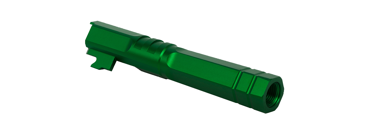 Airsoft Masterpiece Edge "HEXA" Aluminum Outer Barrel for 4.3 Hi Capa (Green) - Click Image to Close