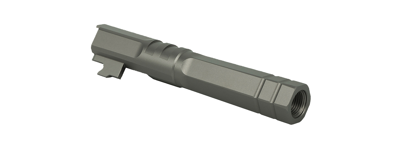 Airsoft Masterpiece Edge "HEXA" Aluminum Outer Barrel for 4.3 Hi Capa (Gray) - Click Image to Close