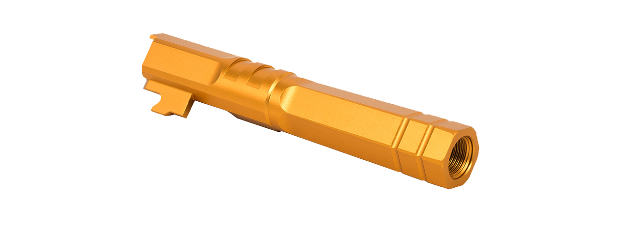 Airsoft Masterpiece Edge "HEXA" Aluminum Outer Barrel for 4.3 Hi Capa (Orange) - Click Image to Close