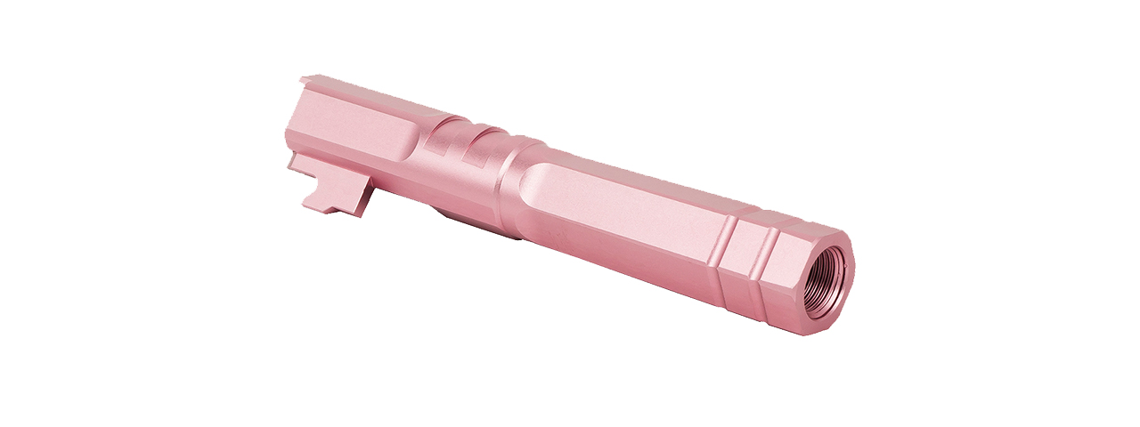 Airsoft Masterpiece Edge "HEXA" Aluminum Outer Barrel for 4.3 Hi Capa (Pink) - Click Image to Close