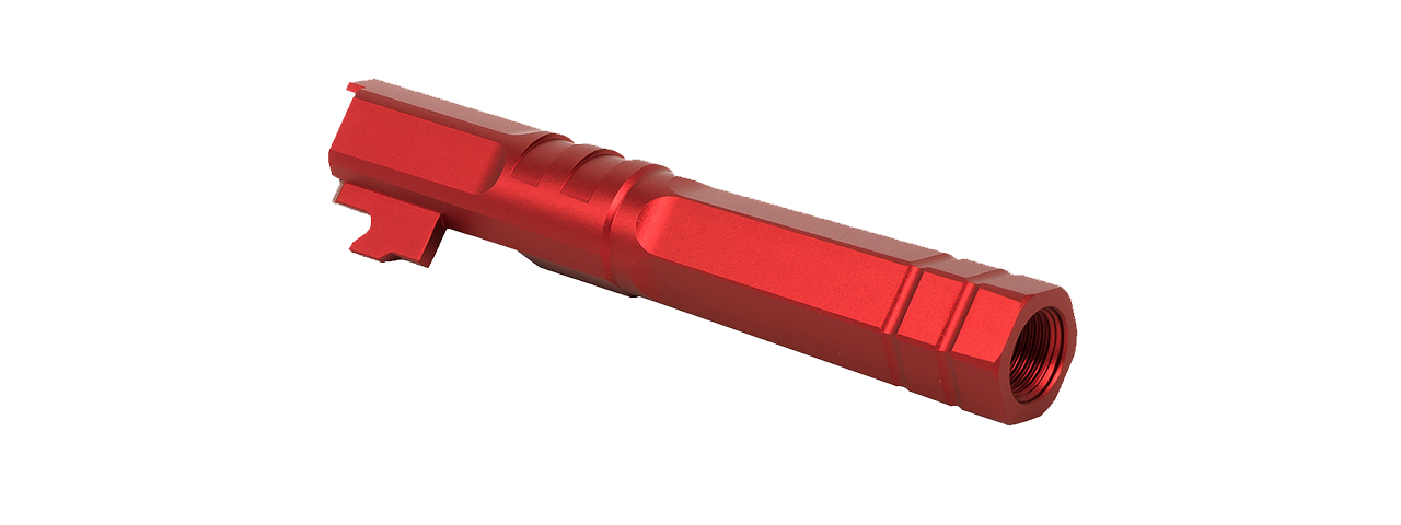 Airsoft Masterpiece Edge "HEXA" Aluminum Outer Barrel for 4.3 Hi Capa (Red) - Click Image to Close