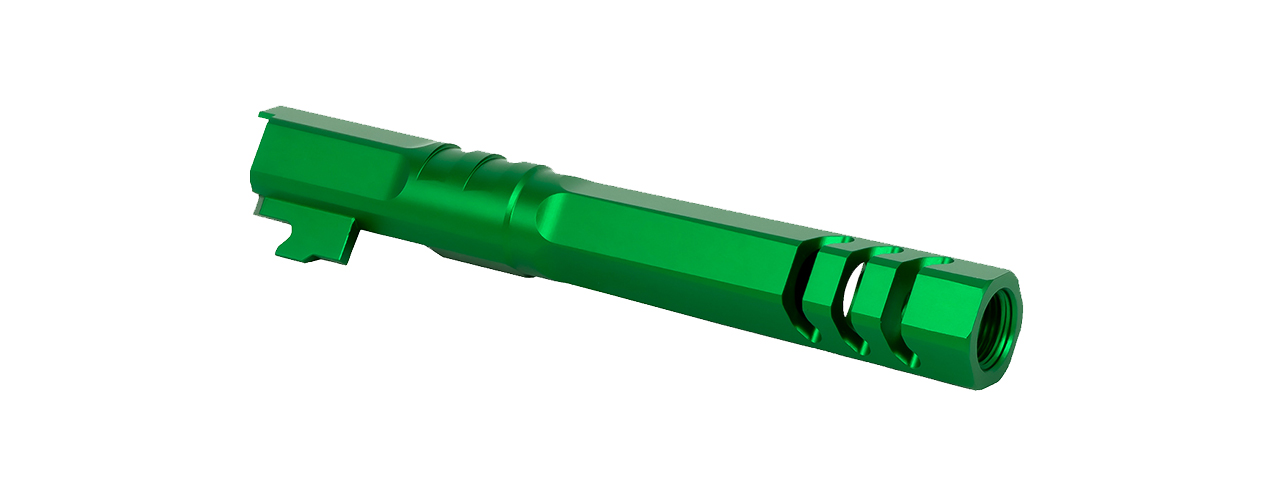 Airsoft Masterpiece Edge "HEXA" Aluminum Outer Barrel for 5.1 Hi Capa (Green) - Click Image to Close