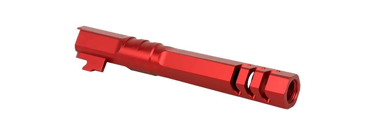 Airsoft Masterpiece Edge "HEXA" Aluminum Outer Barrel for 5.1 Hi Capa (Red) - Click Image to Close