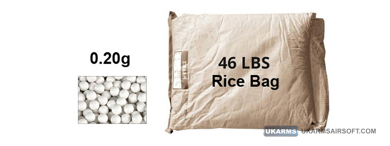 Lancer Tactical 46 lbs Rice Bag Airsoft 0.20g BBs (Color: White) - Click Image to Close