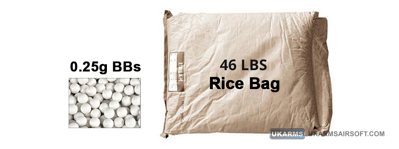 Lancer Tactical 46 lbs Rice Bag Airsoft 0.25g BBs (Color: White) - Click Image to Close