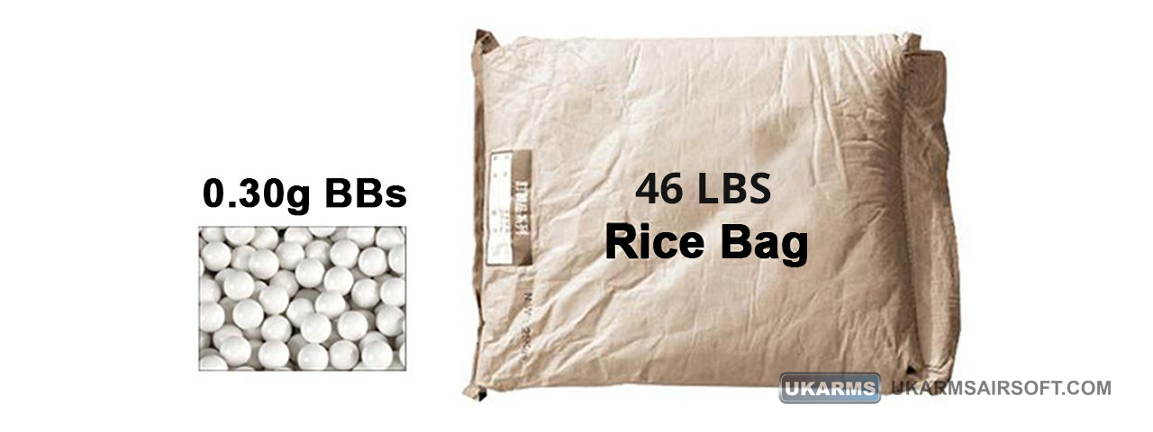 Lancer Tactical 46 lbs Rice Bag Airsoft 0.30g BBs (Color: White) - Click Image to Close