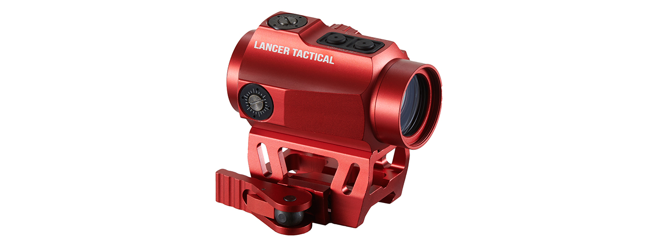Lancer Tactical 1X25 2 MOA Red/Green Dot Sight w/ QD Riser Mount (Red) - Click Image to Close