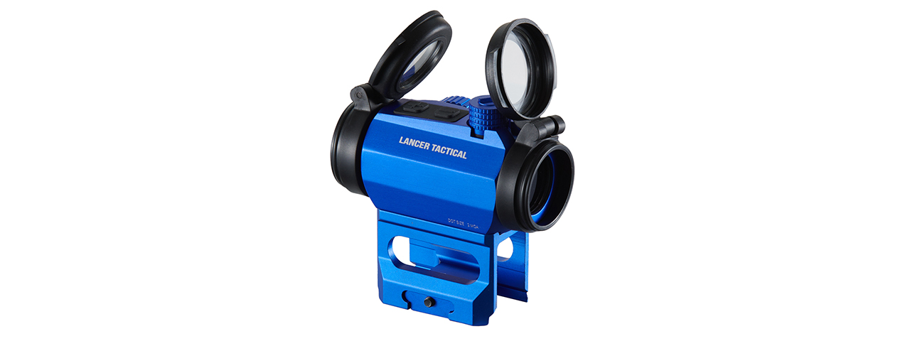 Lancer Tactical 2 MOA Micro Red Dot Sight with Riser Mount (Color: Blue) - Click Image to Close