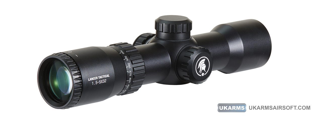 Lancer Tactical 1.5-5x32 Rifle Scope with Mounts (Color: Black) - Click Image to Close