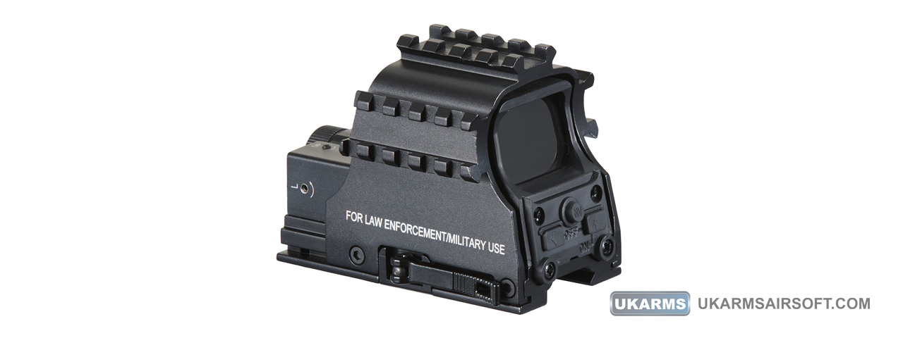 Lancer Tactical 3-Railed Green Dot Sight with Red Laser (Color: Black) - Click Image to Close