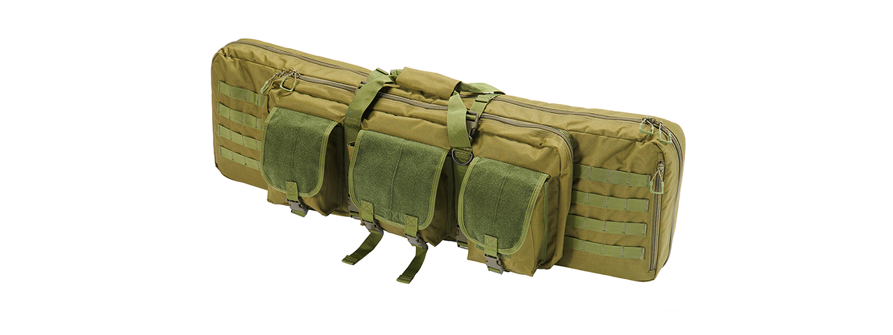 Lancer Tactical 1000D Nylon 42" Double Rifle Bag - OD Green - Click Image to Close