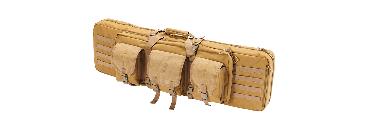 Lancer Tactical 1000D Nylon 42" Double Rifle Bag - Tan - Click Image to Close