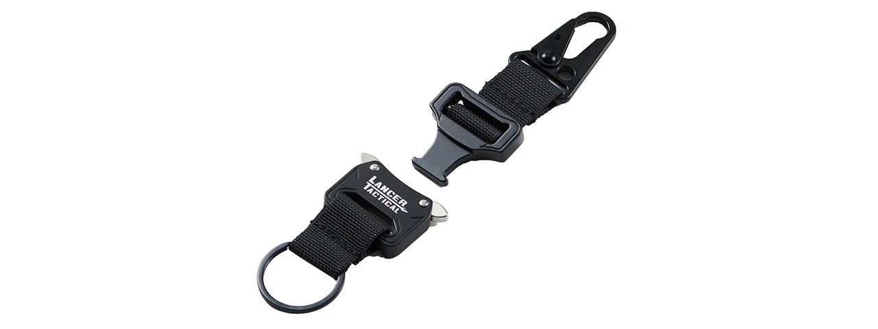 Lancer Tactical Cobra Buckle Keychain with Lancer Logo (Black) - Click Image to Close