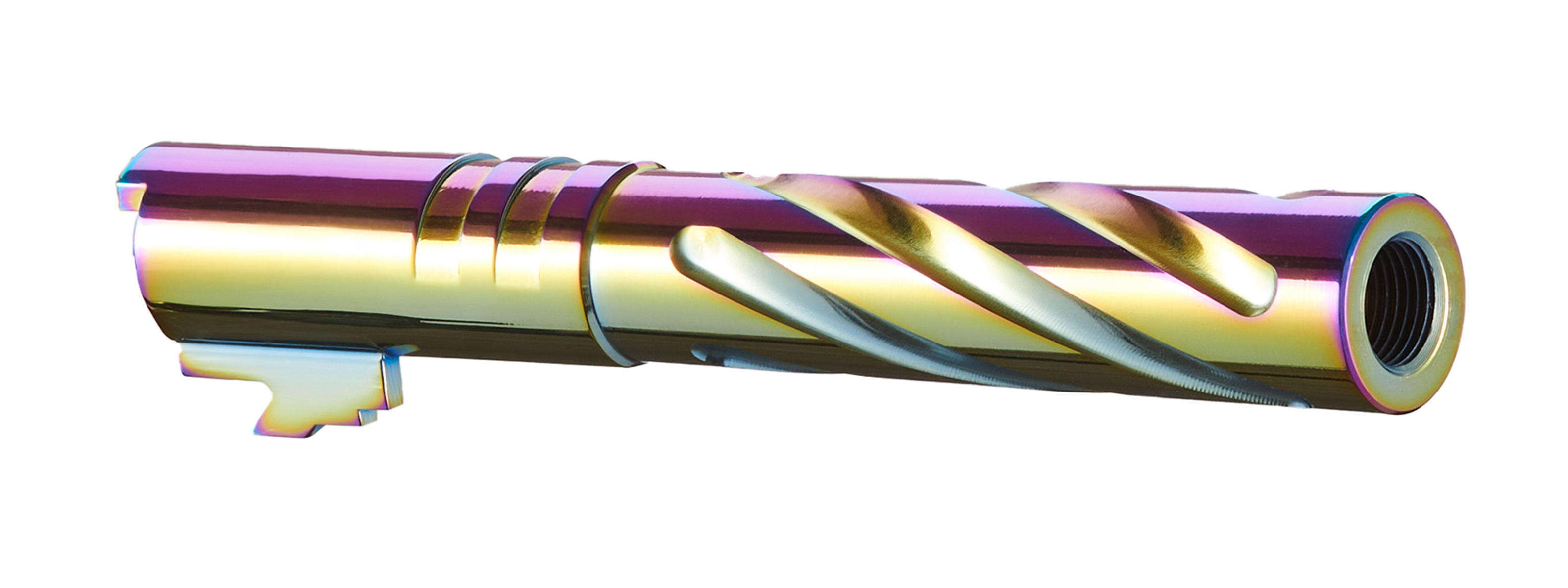 Lancer Tactical Stainless Steel Fluted Threaded 5.1 Outer Barrel (Color: Rainbow) - Click Image to Close