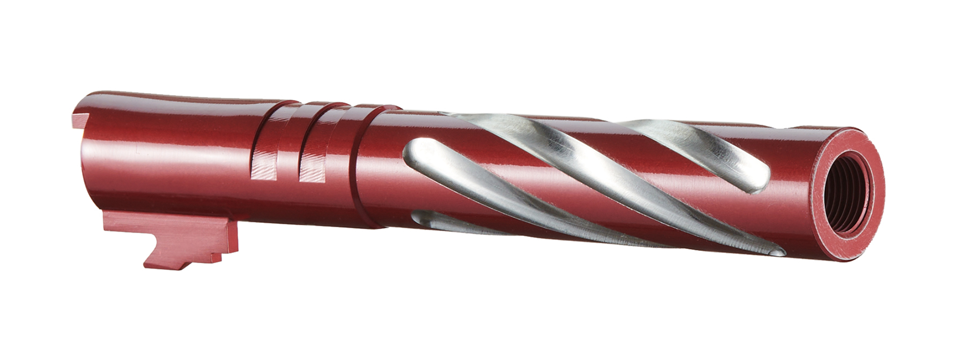 Lancer Tactical Stainless Steel Fluted Threaded 5.1 Outer Barrel (Color: Red) - Click Image to Close