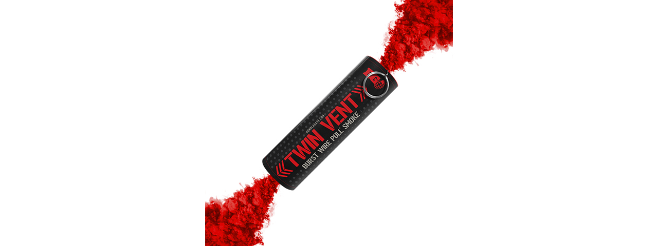 Enola Gaye Twin Vent Burst High Output Airsoft Wire Pull Smoke Grenade (Color: Red) - Click Image to Close