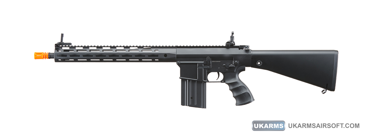 Golden Eagle Airsoft SR-25K w/ URX4 M-LOK Handguard & Full Stock - Black - Click Image to Close