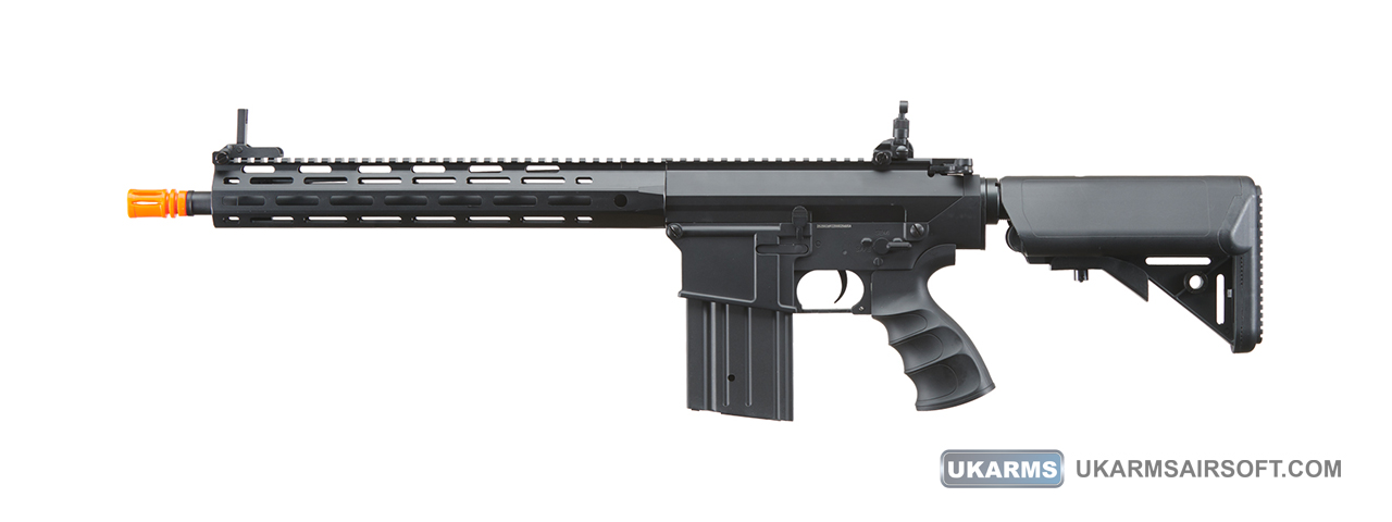 Golden Eagle Airsoft SR-25K w/ URX4 M-LOK Handguard & Crane Stock - Black - Click Image to Close