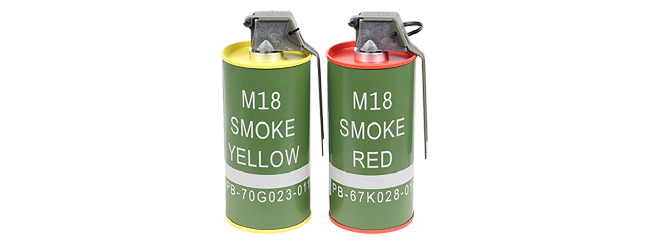 G&G Mock M18 Smoke Grenade BB Bottle Set (Color: Red & Yellow) - Click Image to Close