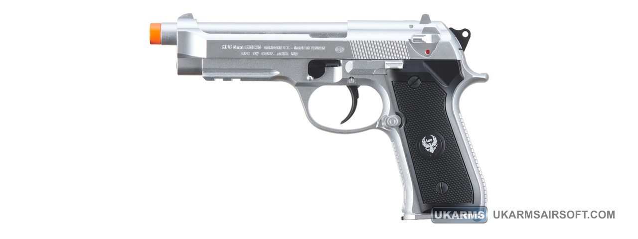 HFC Metal M9 Green Gas Powered Airsoft Pistol (Color: Silver) - Click Image to Close