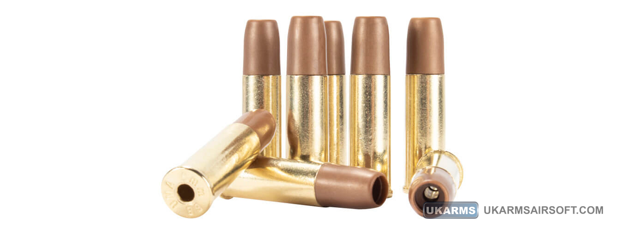 Umarex Pack of 8 6mm S&W M&P R8 Revolver Shells (Color: Gold) - Click Image to Close