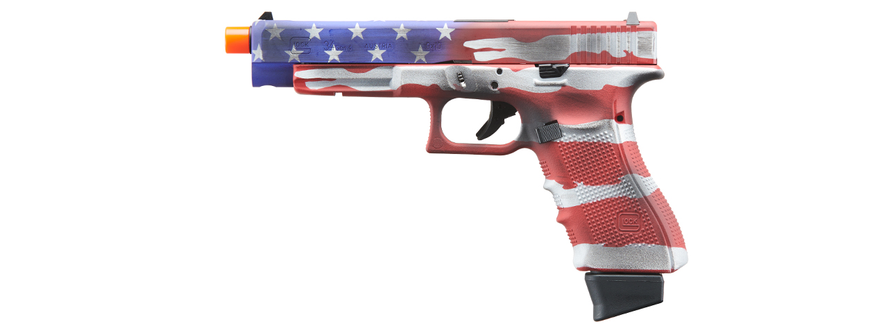 Elite Force Fully Licensed Deluxe Glock 34 Gen 4 CO2 GBB Airsoft Pistol (Cerakote Color: Old Glory) - Click Image to Close