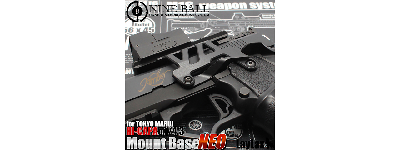 Laylax Aluminum Custom Neo Scope Mount Base for Tokyo Marui Hi-Capa 5.1 & 4.3 Series GBB Pistols (Color: Black) - Click Image to Close