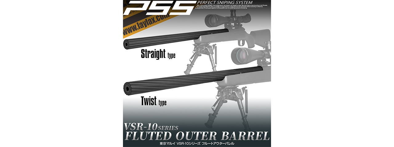 Laylax Fluted Outer Barrel for VSR-10 Series Snipers (Straight) - Click Image to Close