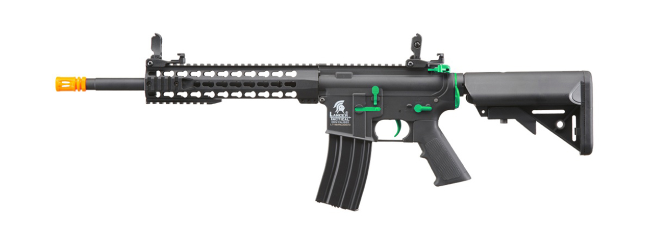 Lancer Tactical Gen 2 13.5" Keymod M4 Carbine Airsoft AEG Rifle (Black / Green)(No Battery and Charger) - Click Image to Close
