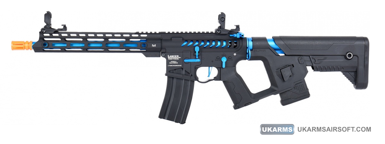 Lancer Tactical Enforcer BLACKBIRD Skeleton AEG w/ Alpha Stock [LOW FPS] (BLACK/BLUE) - Click Image to Close