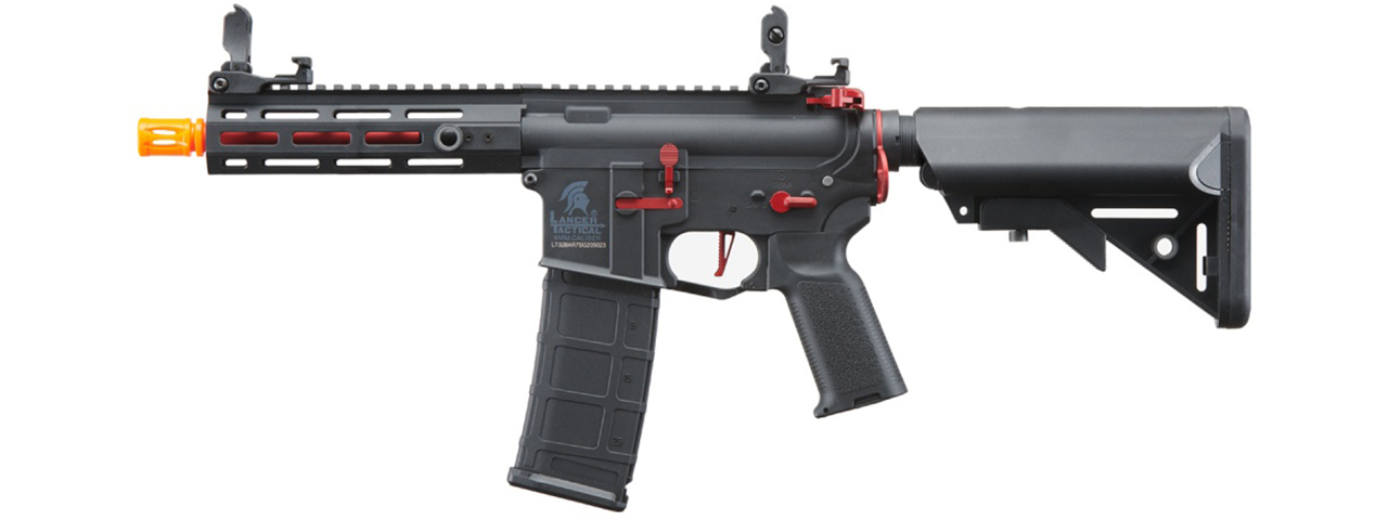 Lancer Tactical Gen 2 Hellion M-LOK 7" Airsoft M4 AEG Core Series (Color: Black & Red)(No Battery and Charger) - Click Image to Close