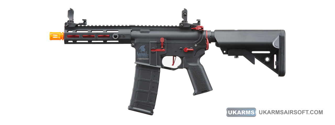 Lancer Tactical Gen 2 Hellion M-LOK 7" Airsoft M4 AEG (Color: Black & Red)(Battery and Charger Included) - Click Image to Close