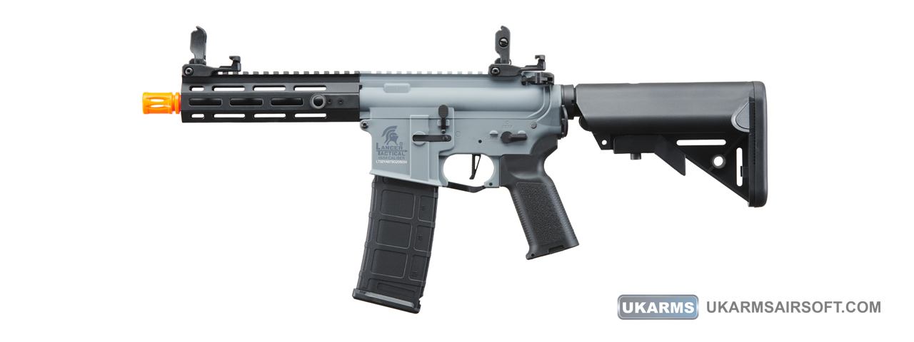 Lancer Tactical Gen 2 Hellion M-LOK 7" Airsoft M4 AEG (Color: Grey & Black)(Battery and Charger Included) - Click Image to Close