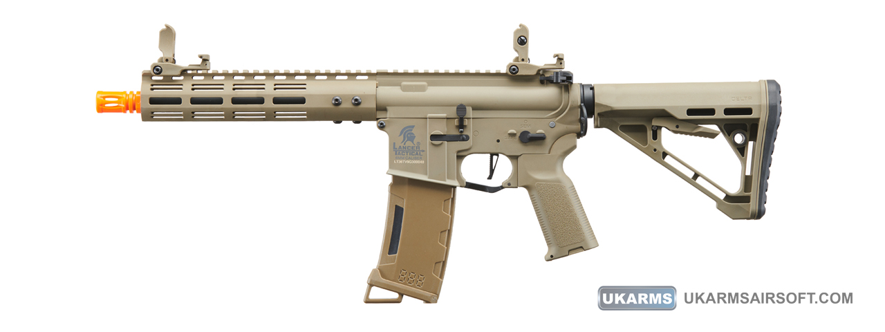 Lancer Tactical Gen 3 Archon 9" M-LOK M4 Airsoft Rifle w/ Delta Stock (Color: Tan) - Click Image to Close