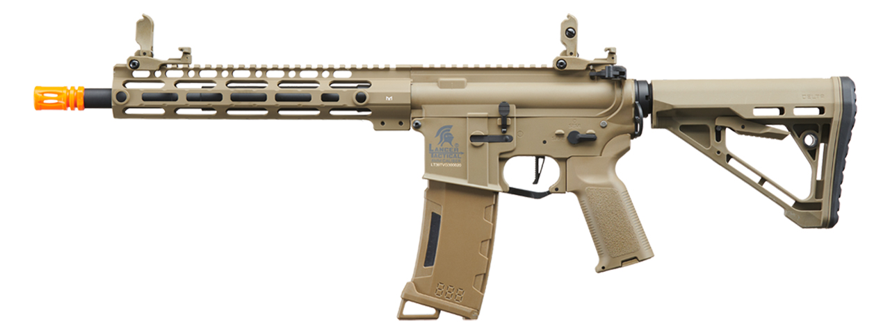 Lancer Tactical Gen 3 M-LOK 10" Airsoft M4 AEG with Delta Stock (Color: Tan) - Click Image to Close