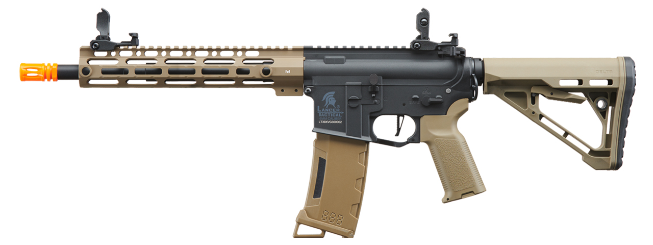 Lancer Tactical Gen 3 M-LOK 10" Airsoft M4 AEG with Delta Stock (Color: Two-Tone) - Click Image to Close