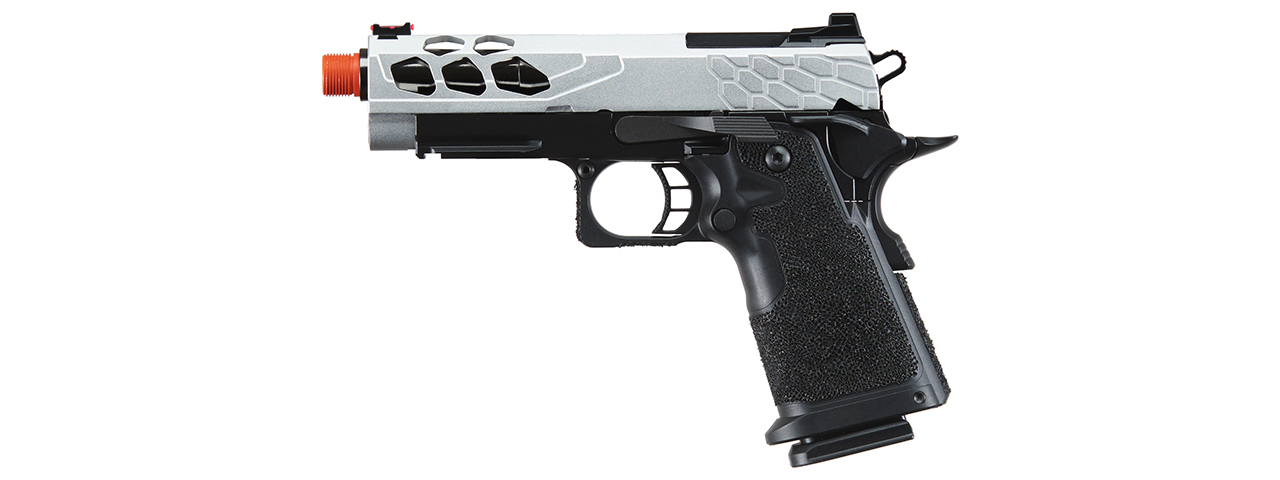 Lancer Tactical Stryk Hi-Capa 4.3 Gas Blowback Airsoft Pistol (Color: Black & Silver) - Click Image to Close